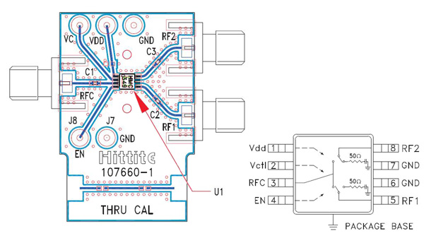 A common line is switched between two RF ports A common line is switched between two RF ports